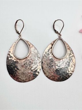 925 Sterling Silver Hammered Teardrop Earrings Festival Stamped Acid Tested